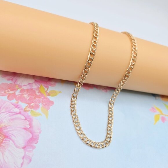 "Slim Rose Gold Curb Chain Necklace for Men & Women, 23.6 Inch Length, XPNL0088 - Picture 1 of 12